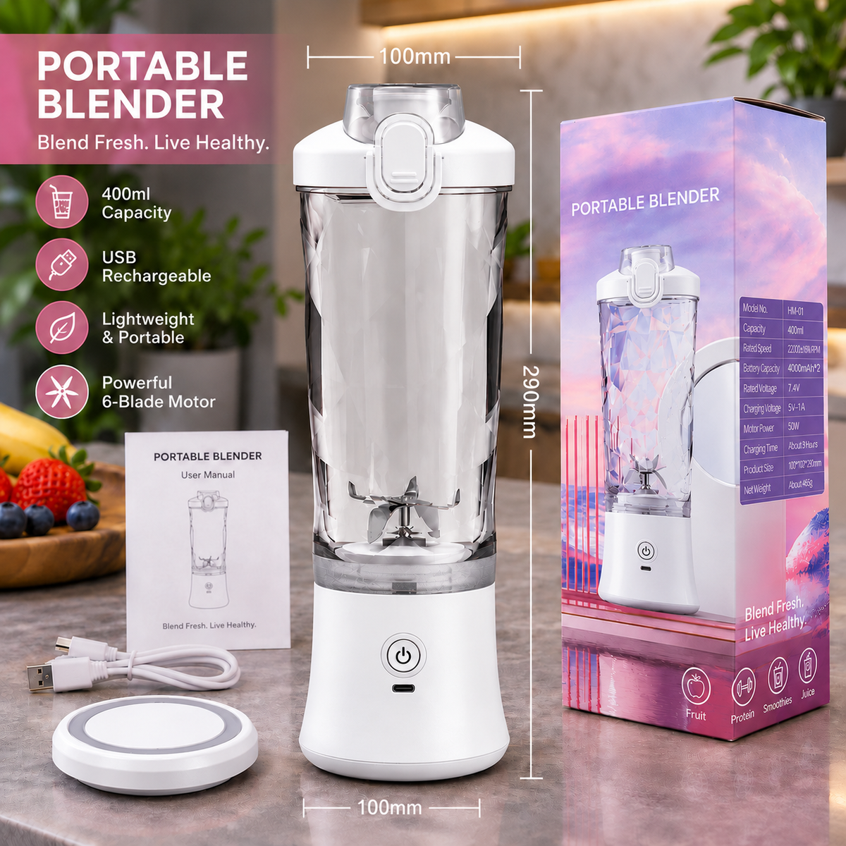 BlendGo™ Portable & Rechargeable Smoothie Blender