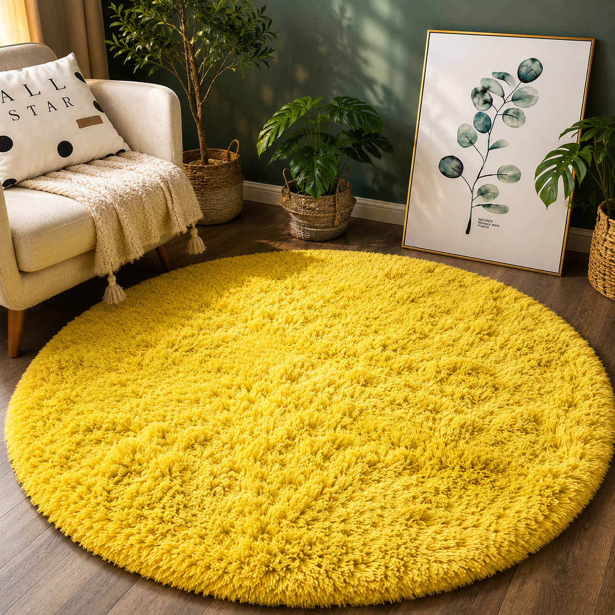LuxeCloud™ Round Plush Area Rug – Soft Shag Floor Mat