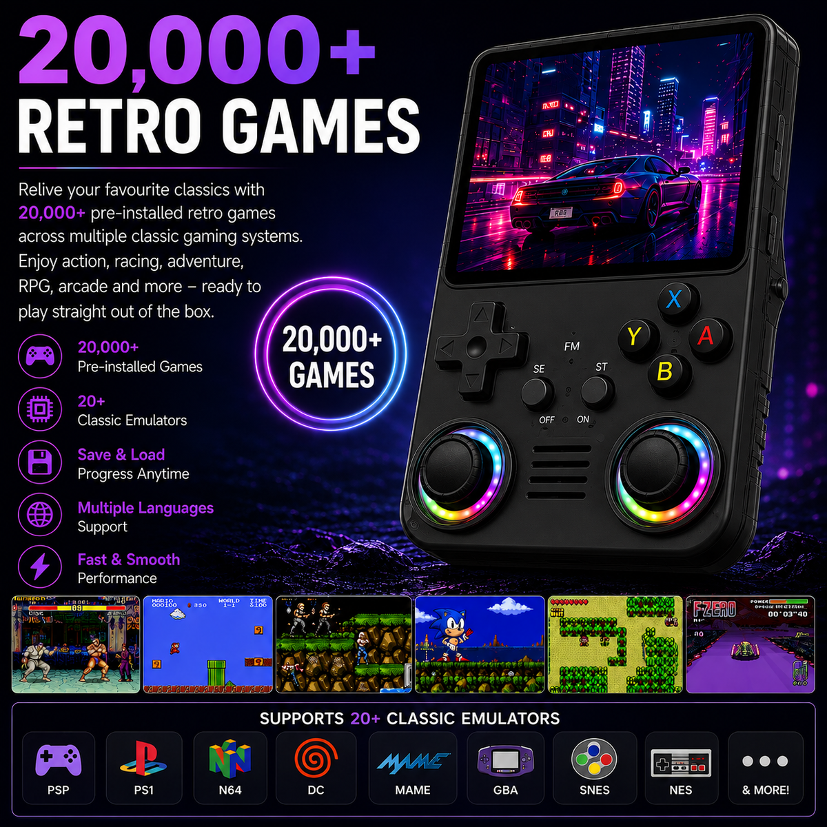 RetroPlay™ MAX Portable Gaming Console – 20,000+ Games
