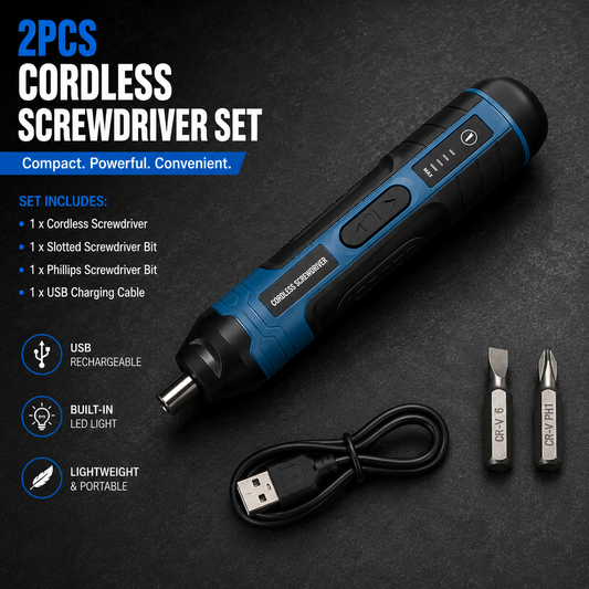 ProFix™ Cordless Electric Screwdriver – 4 Torque Settings & Bit Set