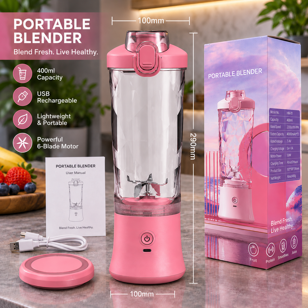 BlendGo™ Portable & Rechargeable Smoothie Blender