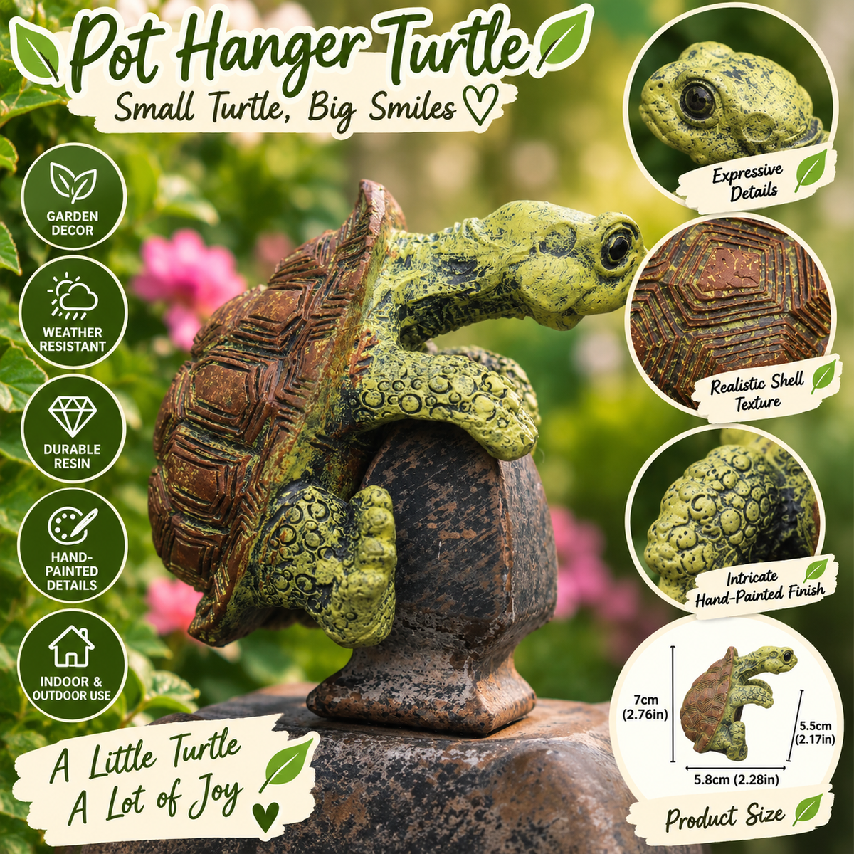 TurtleClimb™ Resin Garden Decor – Cute Outdoor Wall Ornament