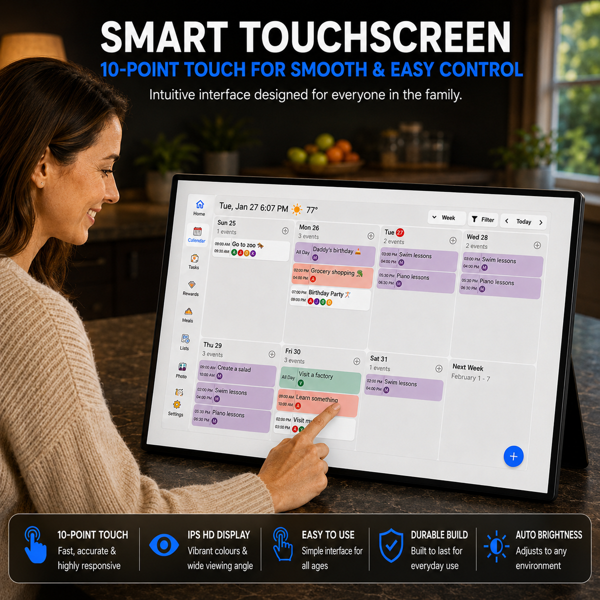 HomeHub™ 10.1-Inch Smart WiFi Family Calendar & Planner