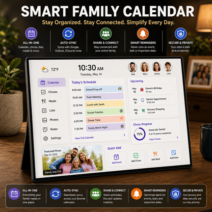 HomeHub™ 10.1-Inch Smart WiFi Family Calendar & Planner