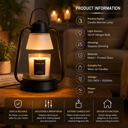 Aromatherapy Candle Warmer Lamp – Electric Wax Melt Warmer with Adjustable Light