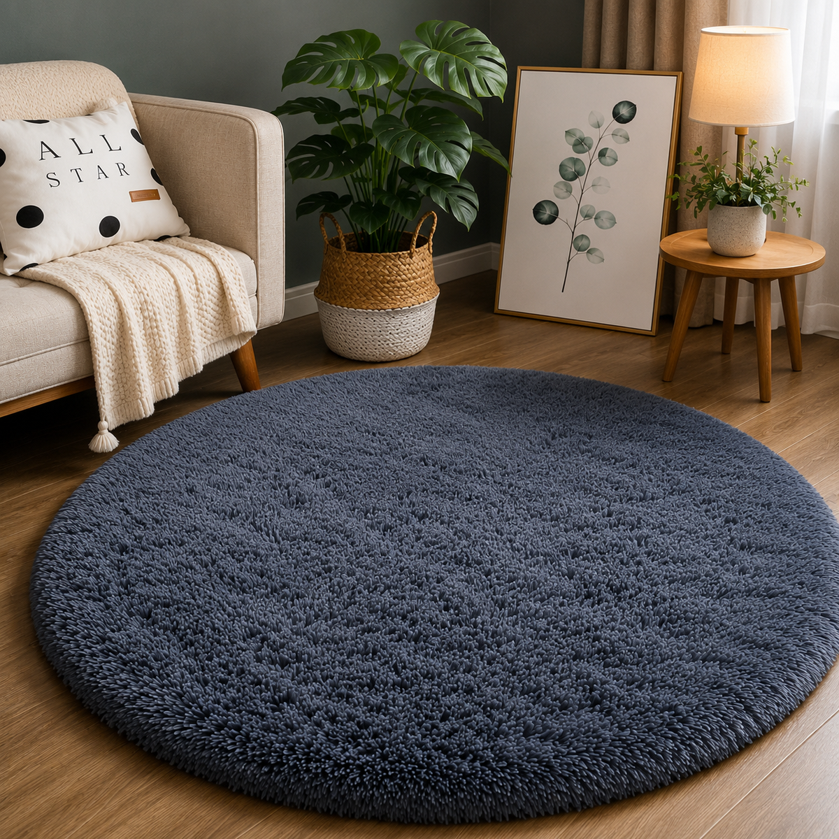 LuxeCloud™ Round Plush Area Rug – Soft Shag Floor Mat