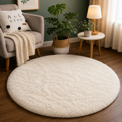 LuxeCloud™ Round Plush Area Rug – Soft Shag Floor Mat