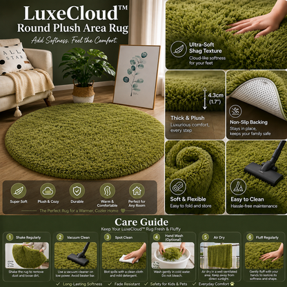 LuxeCloud™ Round Plush Area Rug – Soft Shag Floor Mat