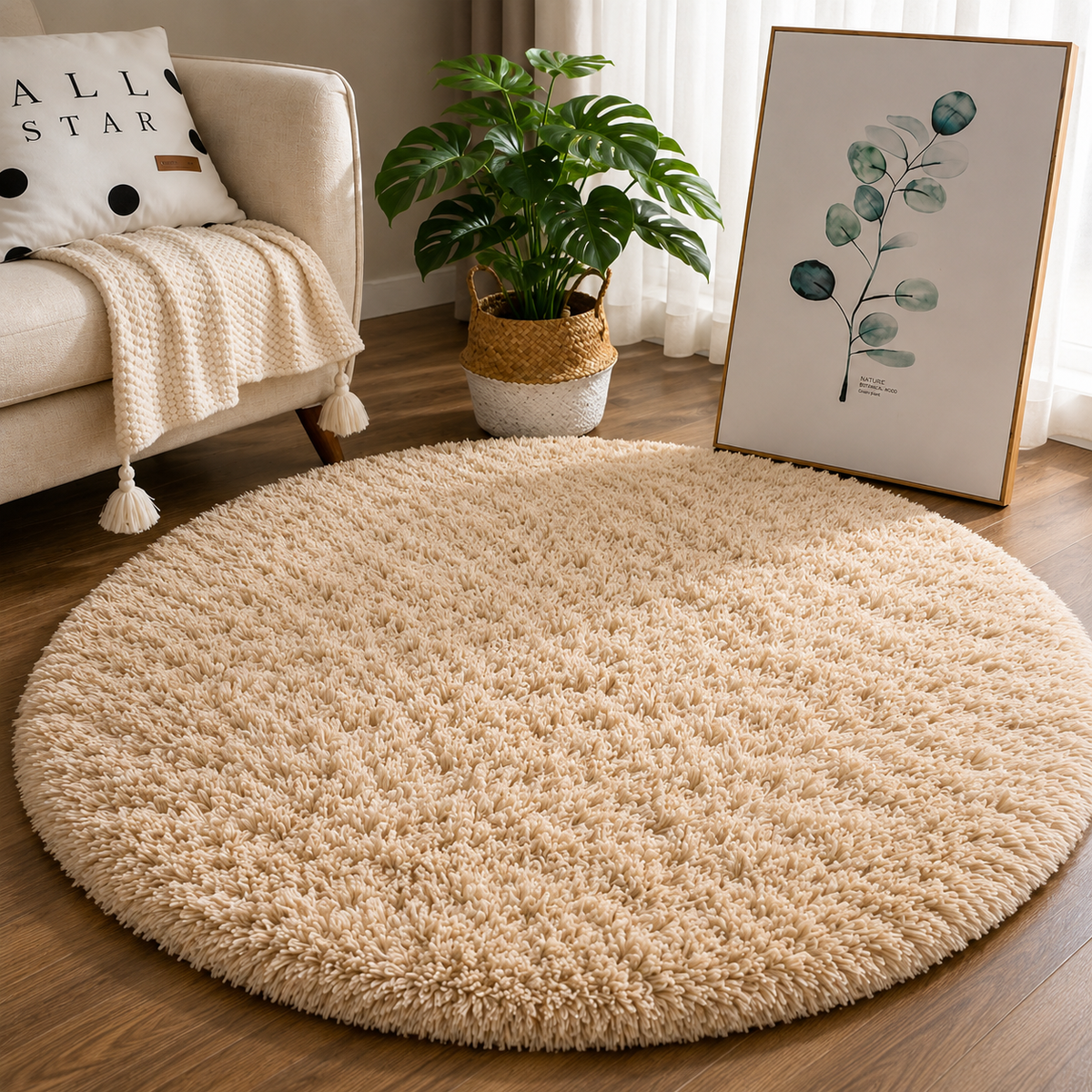 LuxeCloud™ Round Plush Area Rug – Soft Shag Floor Mat