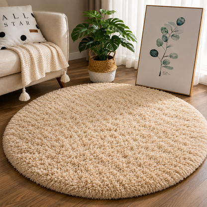 LuxeCloud™ Round Plush Area Rug – Soft Shag Floor Mat